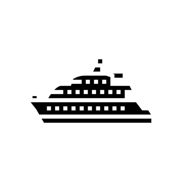 Motoros jacht hajó embléma ikon vektor illusztráció — Stock Vector