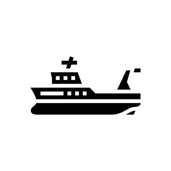 Trawler Boot Glyphen Symbol Vektor Illustration — Stockvektor
