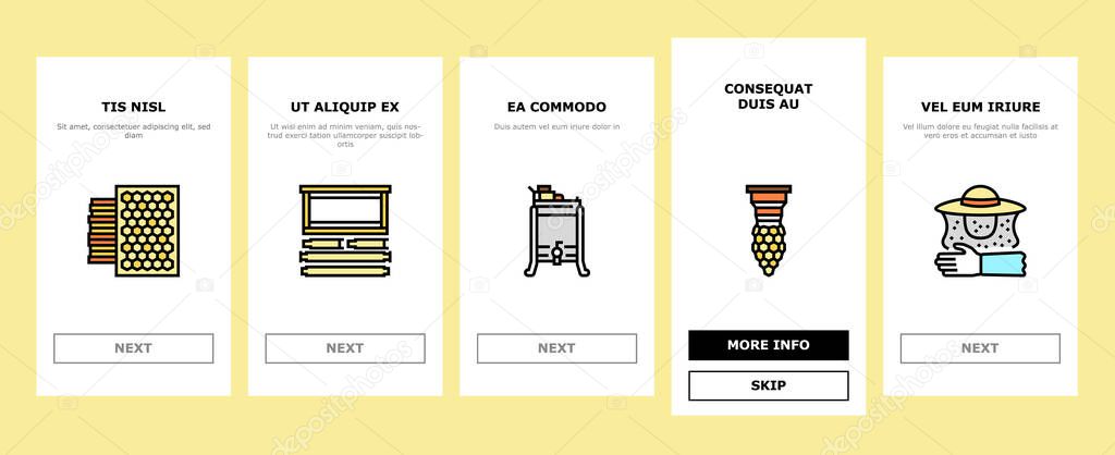 Beekeeping Profession Occupation Onboarding Icons Set Vector