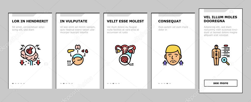 Endocrinology Medical Disease Onboarding Icons Set Vector