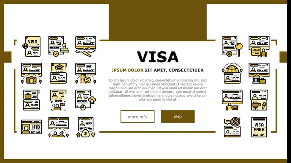 Visa For Traveling Landing Header Vector — стоковый вектор