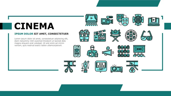 Cine ver película entretenimiento aterrizaje encabezado vector — Vector de stock