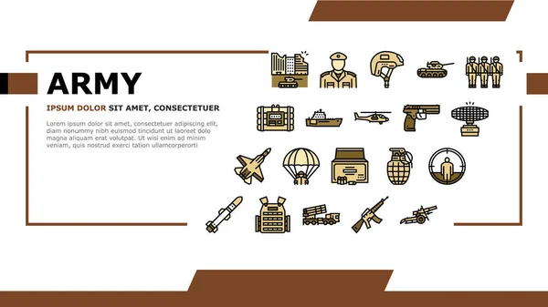 Soldado do Exército e Técnicas de Guerra Landing Header Vector —  Vetores de Stock