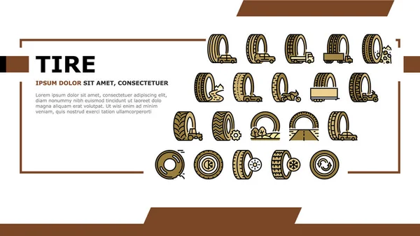 Venta de Neumáticos Usados Tienda Iconos de Negocios Set Vector — Archivo Imágenes Vectoriales