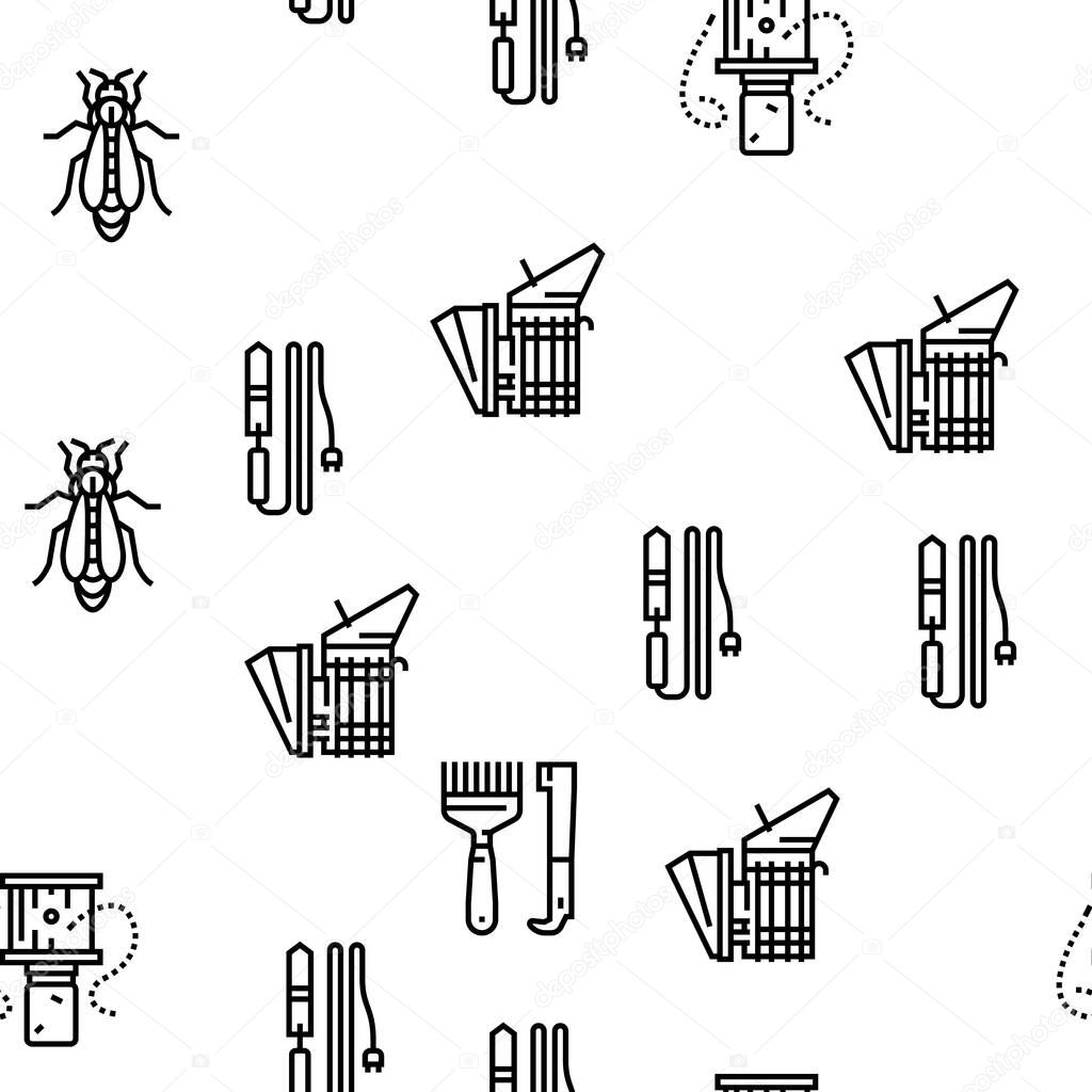 Beekeeping Profession Occupation Vector Seamless Pattern
