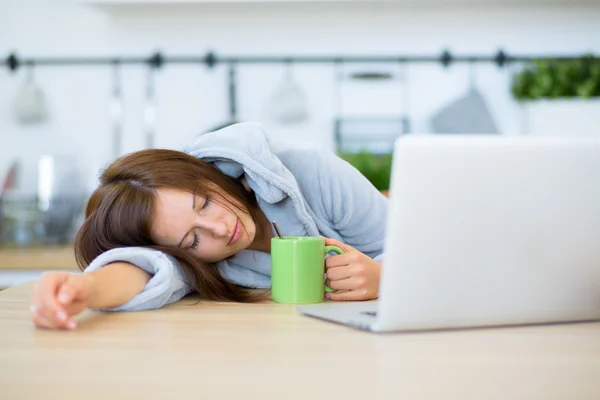 Woman sleep at the workplace