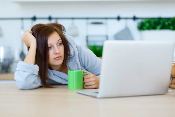 Woman looked tired at her workplace