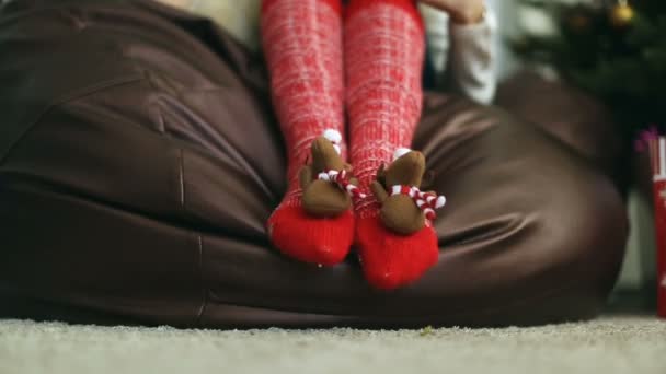 Funny Christmas socks — Stock Video