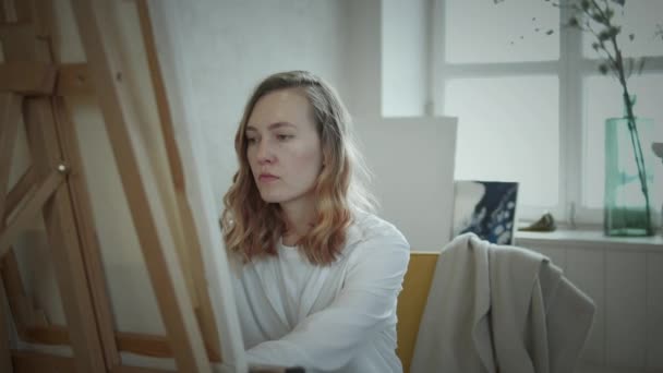 Portrait of female artist — Stock Video