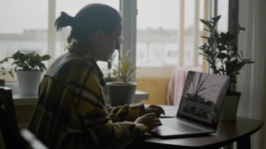 iş kadını evde laptop ile çalışma