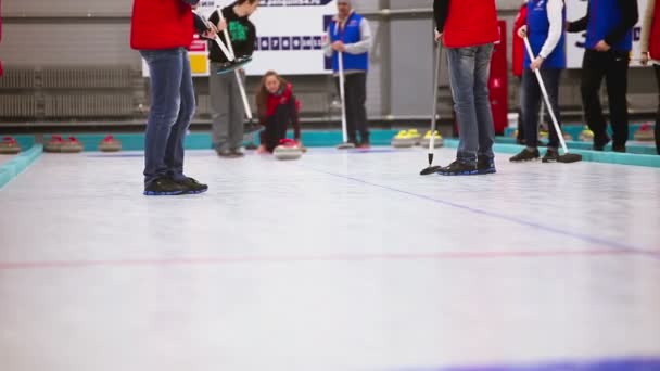 Játék curling. Téli olimpiai sportág — Stock videók