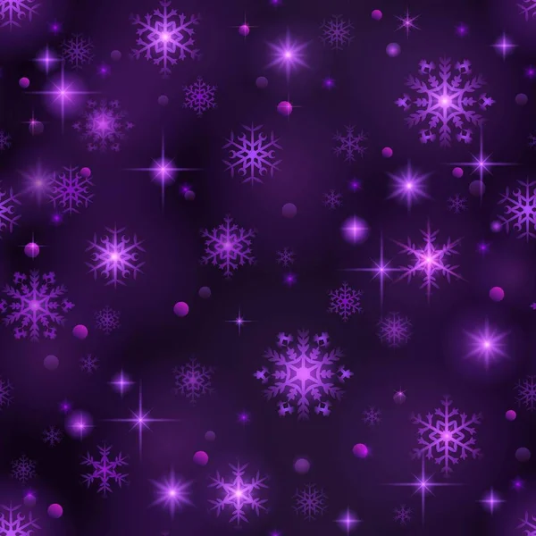 Weihnachten nahtlose Muster mit Schneeflocken und Funkeln — Stockvektor