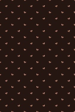 Koyu kahverengi arka planda gül sarısı kalpleri olan kusursuz bir desen..