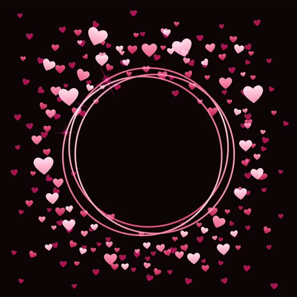 Ρομαντικό φόντο για την Ημέρα του Αγίου Βαλεντίνου με καρδιές και ροζ κύκλους. — Διανυσματικό Αρχείο