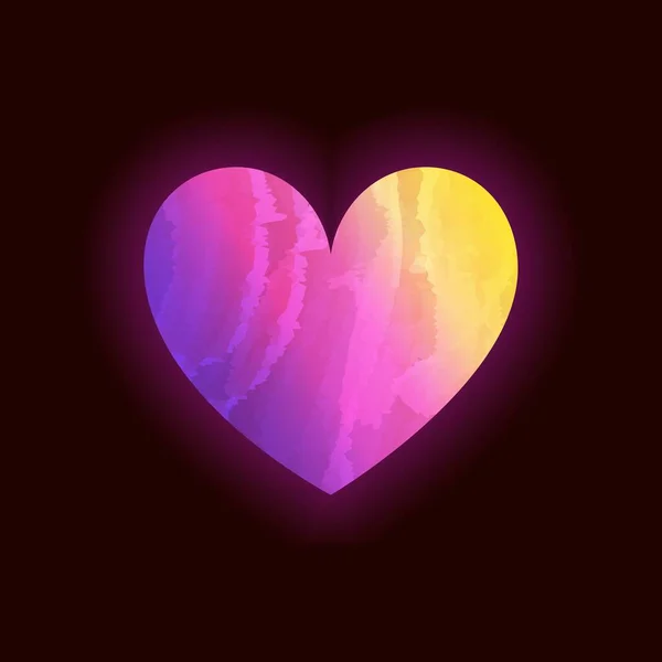 Καρδιές ακουαρέλας σε κίτρινο, ροζ και βιολετί χρώμα σε μαύρο φόντο — Διανυσματικό Αρχείο