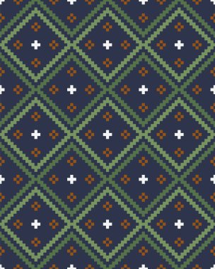 Koyu arkaplanda, İskandinav pikseli biçiminde kusursuz desen 