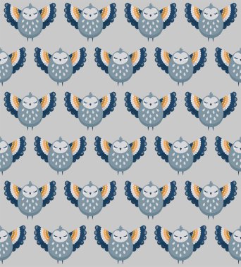 Çok renkli baykuş desenli pürüzsüz İskandinav deseni