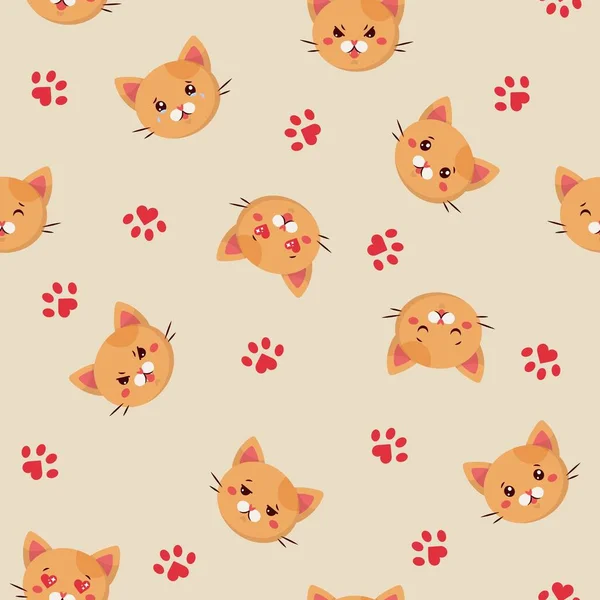 Kusursuz emoji desenli, açık arka planda kızıl kediler..
