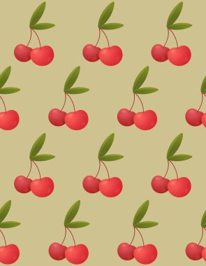 Olgun kırmızı kirazlarla kusursuz desen.