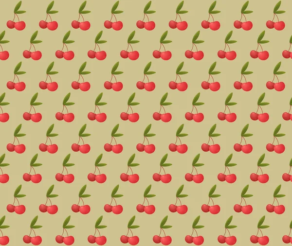 Nahtloses Muster mit reifen, realistischen roten Kirschen. — Stockfoto