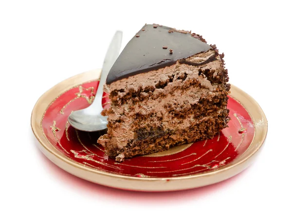 Stuk van een chocolade taart — Stockfoto