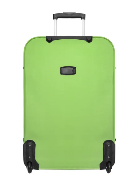 Zielony walizka na białym tle. — Zdjęcie stockowe