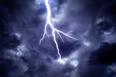 Lightning strike in the sky. clipart