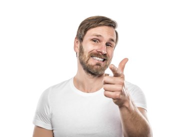 Adam işaret parmağı size gülümseyen.