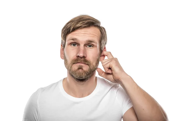 Man Scratching in His Ear. — Stock Photo, Image