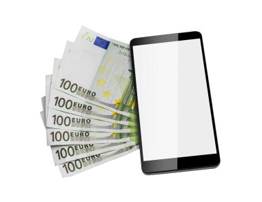 Euro banknot ve akıllı telefon.