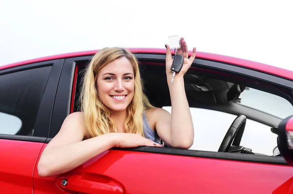 Vrouw weergegeven: toetsen. — Stockfoto