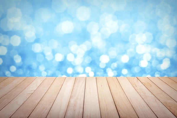 Wooden platform with glitter background. — Stock Photo, Image