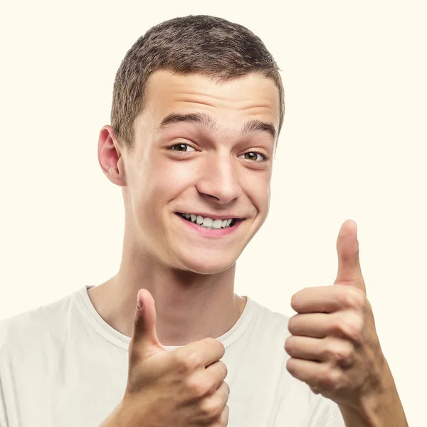 Handsome man with thumb up. — Stock Photo, Image