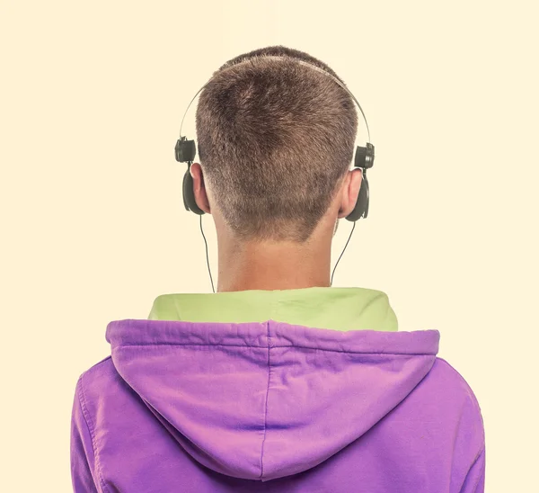 Férfi fülhallgatóval — Stock Fotó