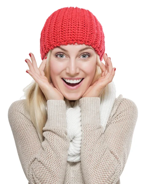 Schöne Blondine in Winterkleidung. — Stockfoto