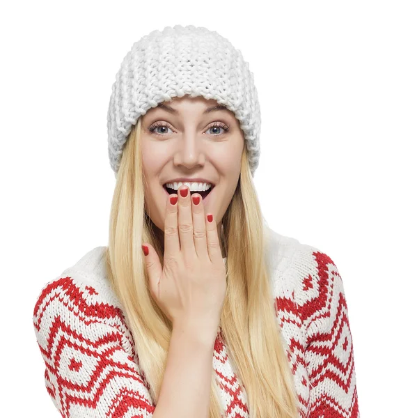 Loira bonita em roupas de inverno . — Fotografia de Stock