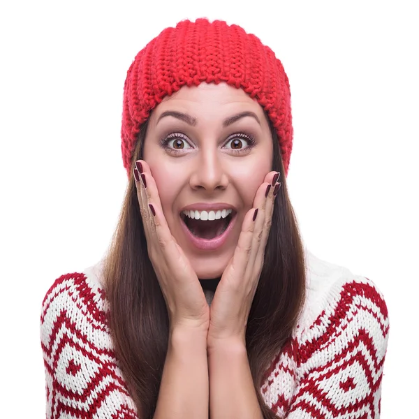 Beautiful brunette in winter clothes. — Stock Photo, Image