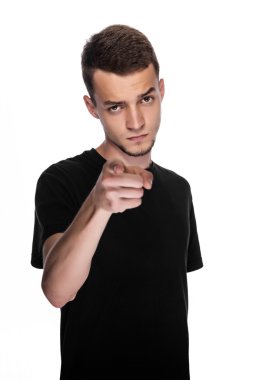 Adam işaret parmağı size gülümseyen.