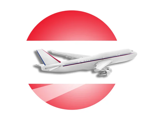 Plane and Austria flag. — Stock Photo, Image