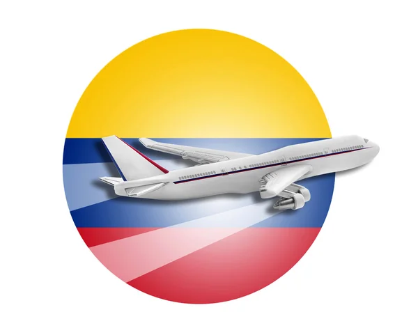 Plane and Colombia flag. — Stock Photo, Image