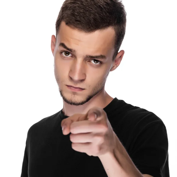Smiling man pointing finger on you. — Stock Photo, Image