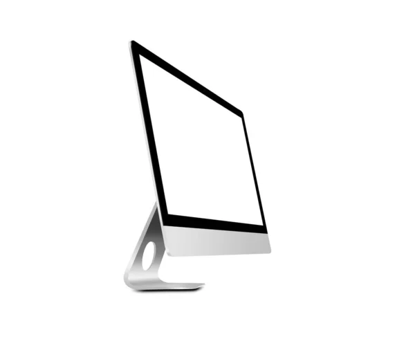 Компьютерный монитор или настольный компьютер с белым экраном. Изолированный на белом фоне. — стоковое фото