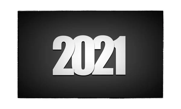 White numbers 2021 on black background, new year — Stock Photo, Image