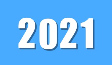 2021 Mutlu Yıllar özgeçmişi. Mavi arkaplanda 2021 Numara.