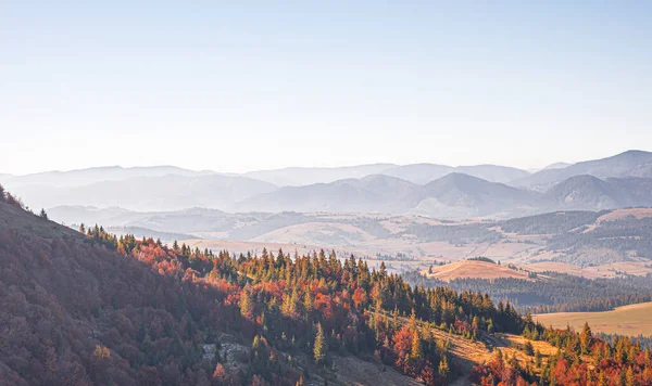 Bergslandskapet på hösten. Årets panorama i gula färger — Stockfoto