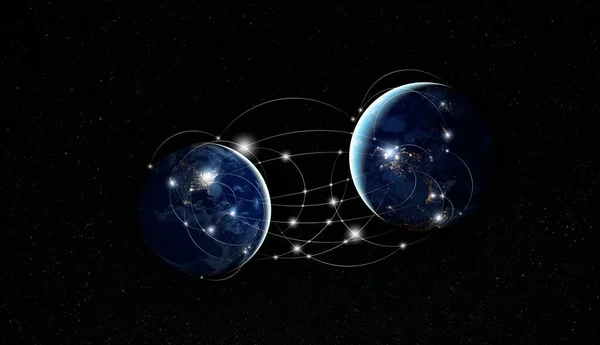 Rete globale e comunicazione internazionale. Il pianeta Terra come simbolo della rete globale. Gli elementi di questa immagine appartengono alla NASA. — Foto Stock