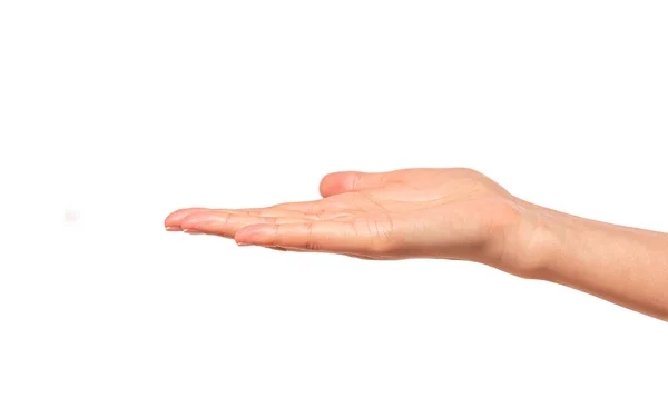 Feminino mão aberta isolado no fundo branco — Fotografia de Stock