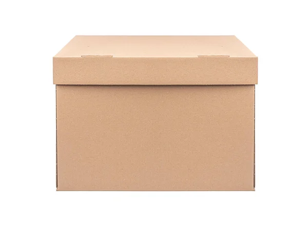 Caixa de correio de papelão isolada no fundo branco. — Fotografia de Stock