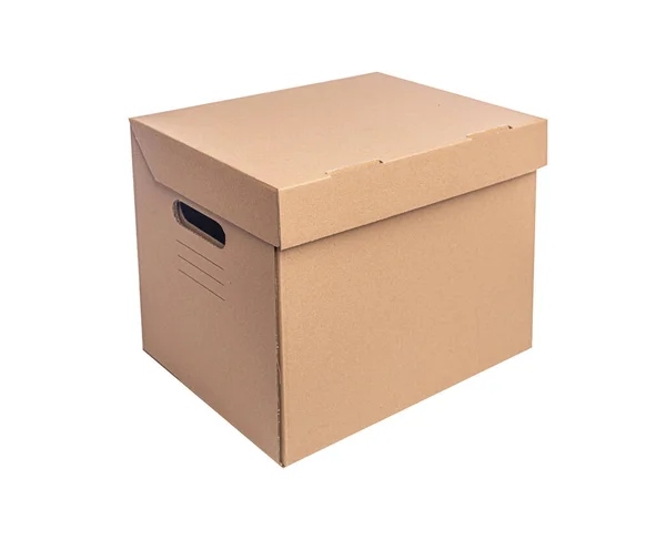 Karton posta kutusu beyaz arkaplanda izole edildi. — Stok fotoğraf