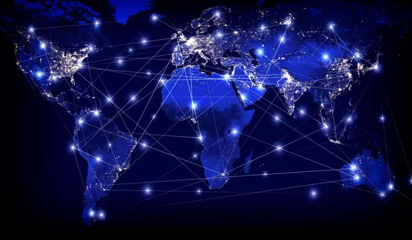 世界的なネットワークと国際的なコミュニケーション。地球規模のネットワークの象徴としての惑星地球。この画像の要素はNASAによって所有されています. — ストック写真